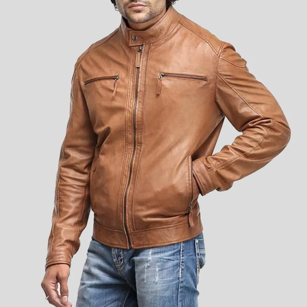 Luca Brown Motorcycle Leather Jacket