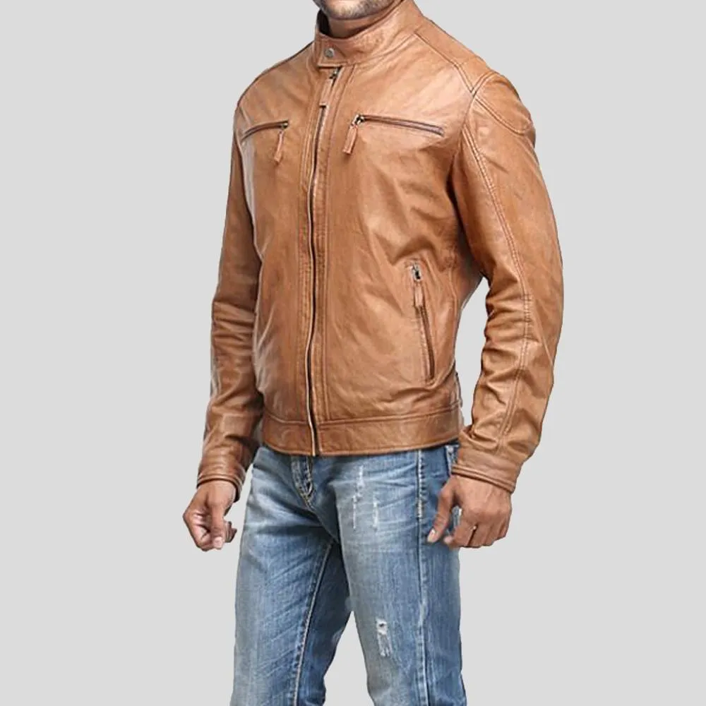 Luca Brown Motorcycle Leather Jacket