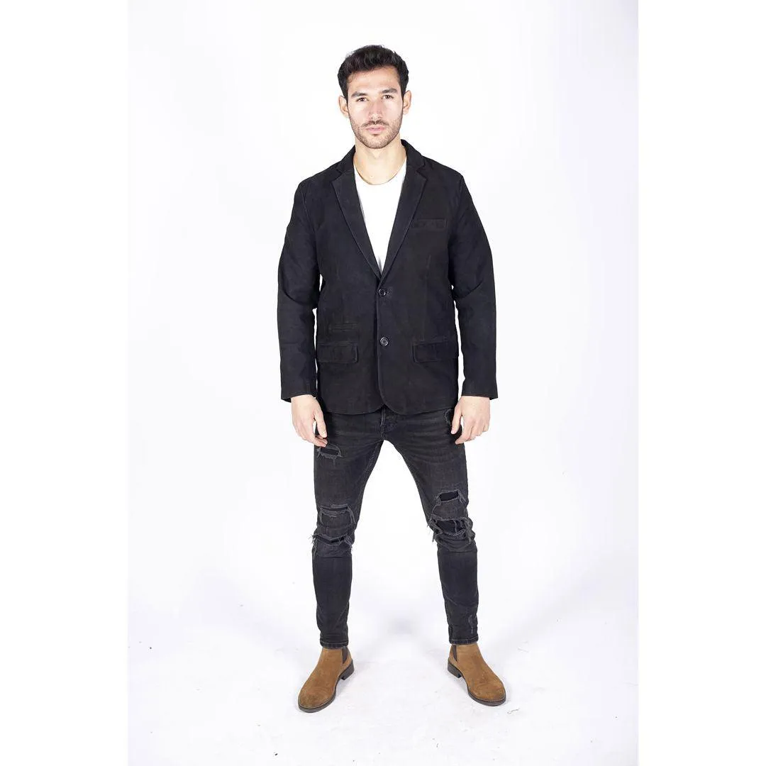 Mens Genuine Suede Blazer Style Jacket Leather Mens Classic VIntage Smart Casual