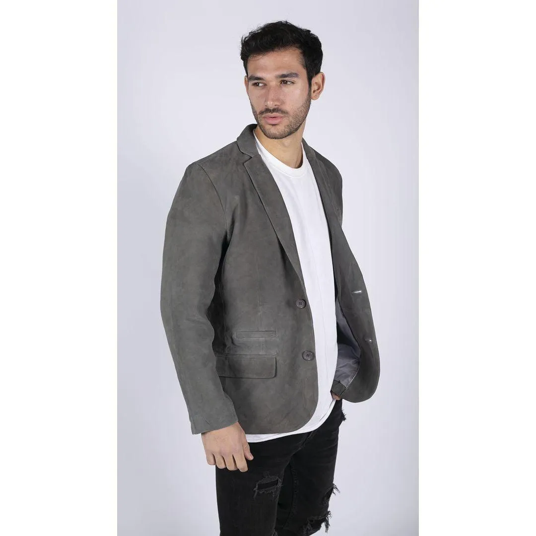 Mens Genuine Suede Blazer Style Jacket Leather Mens Classic VIntage Smart Casual