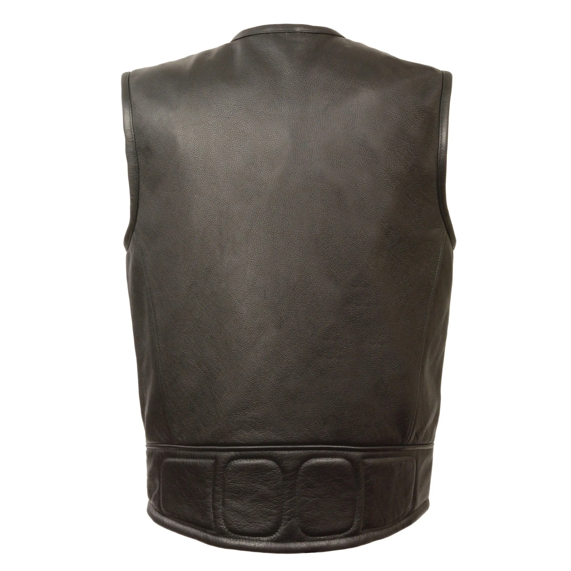 Men’s Zipper Front Long Length Leather Vest