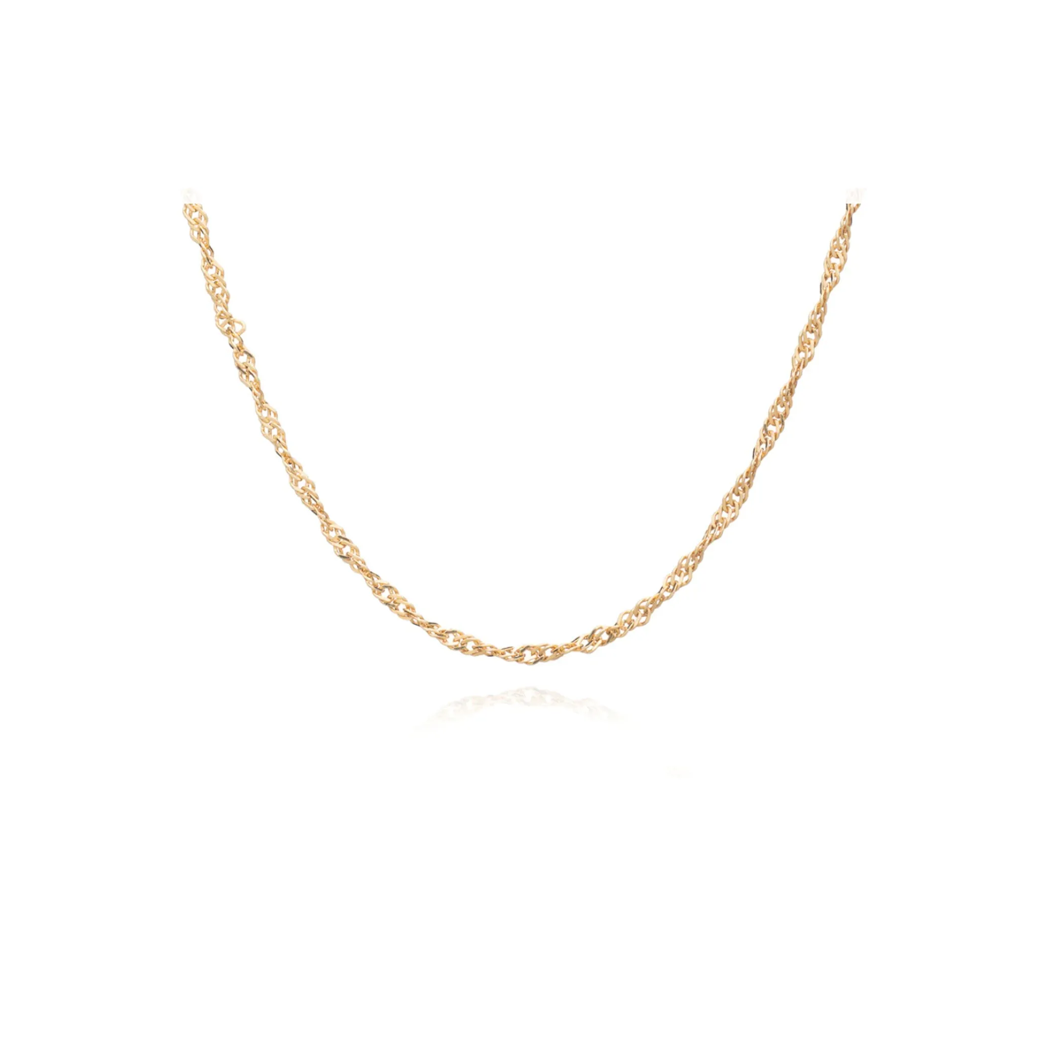 Mid-Length Twist Chain Necklace - Gold