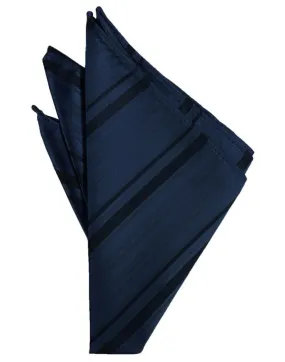 Midnight Striped Satin Pocket Square