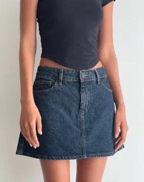 Mini A-Line Skirt in Denim Indigo