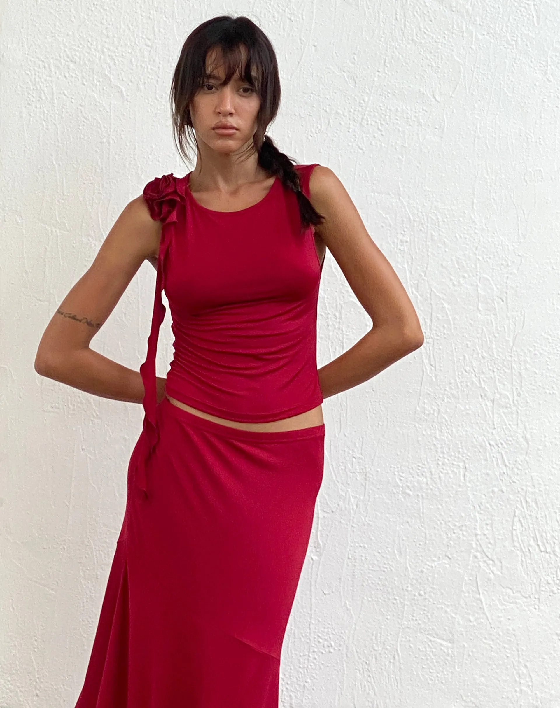 Morena Rosette Top in Red