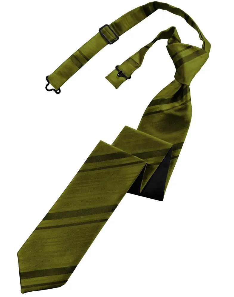 Moss Striped Satin Skinny Necktie