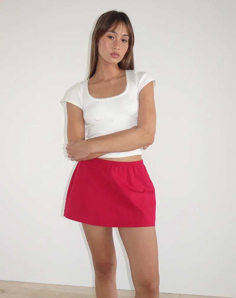 Nidya A-Line Mini Skirt in Adrenaline Red