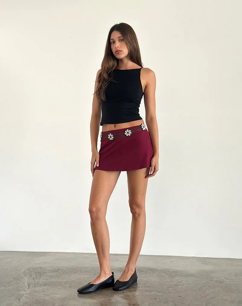 Nidya Aline Mini Skirt in Burgundy