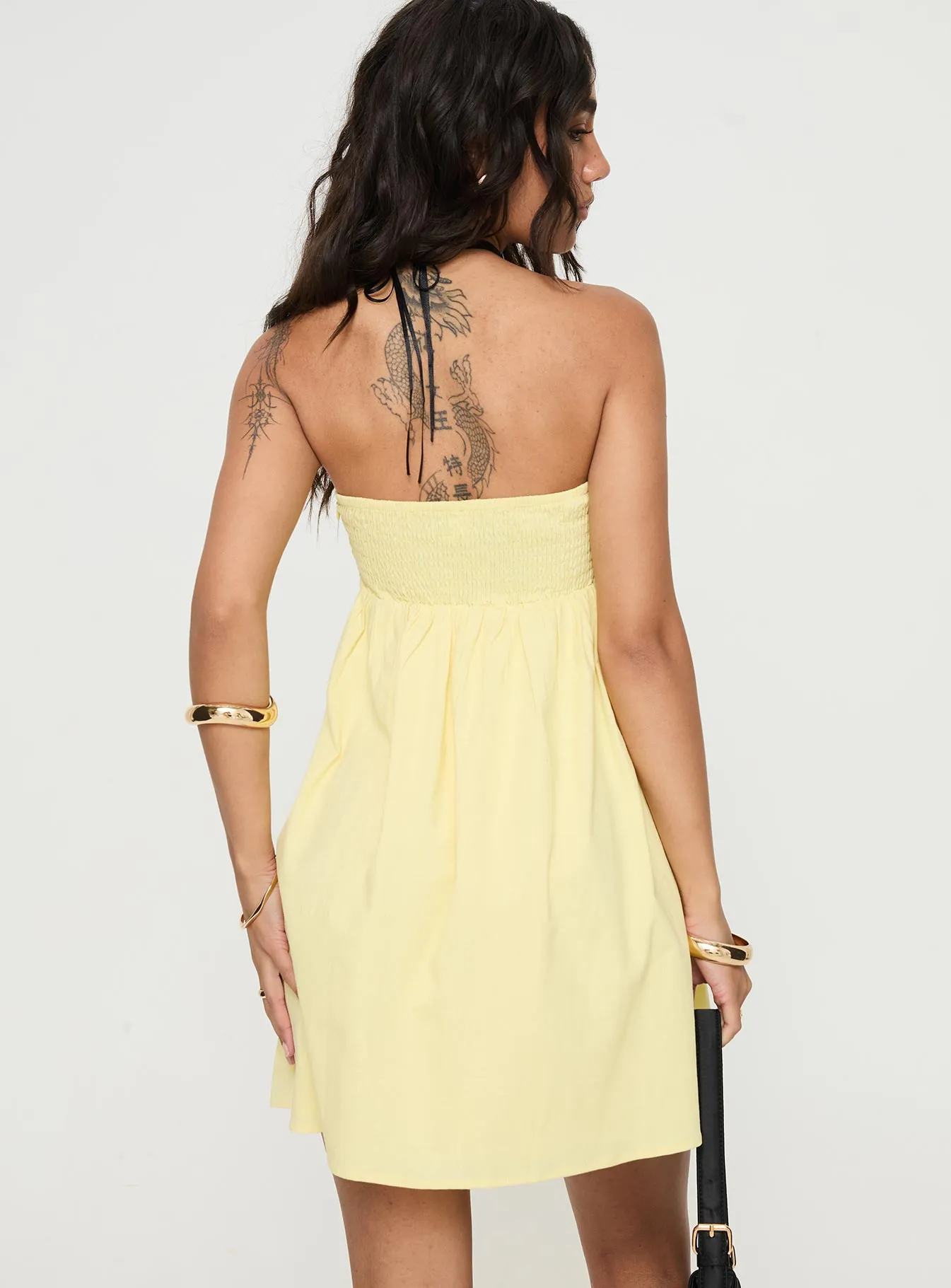 Osment Strapless Mini Dress Lemon