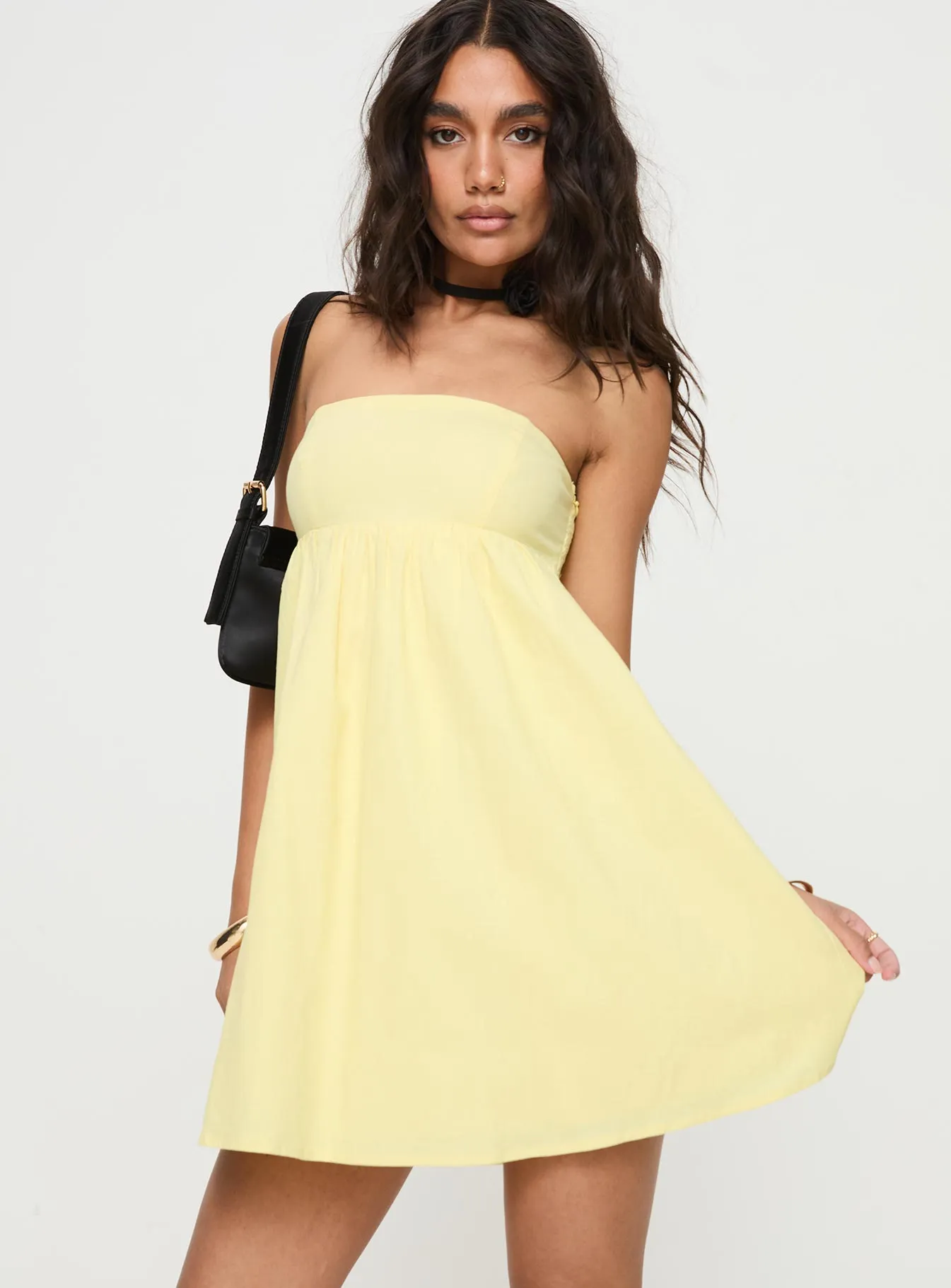 Osment Strapless Mini Dress Lemon