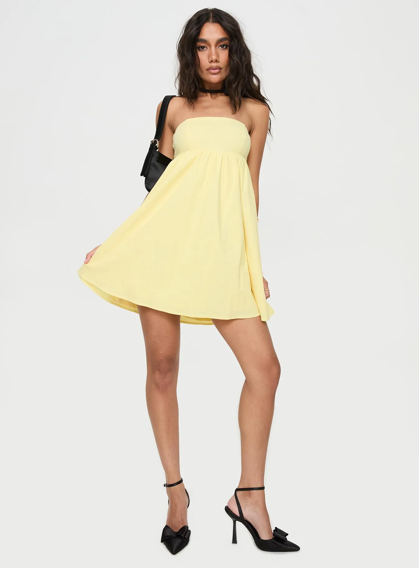 Osment Strapless Mini Dress Lemon