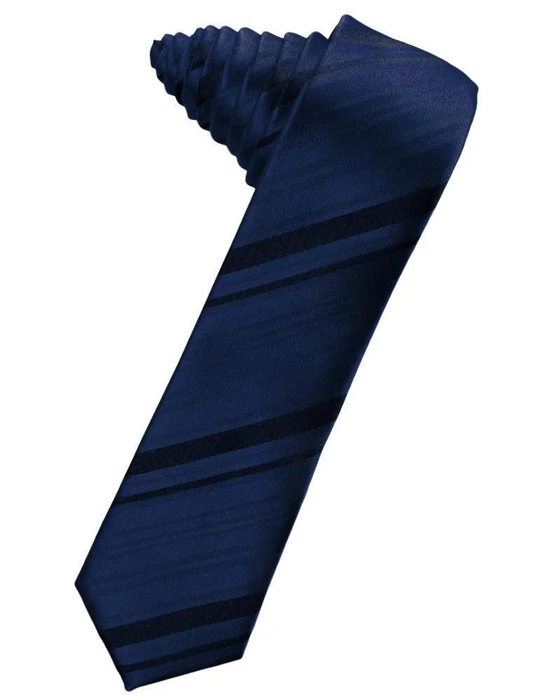 Peacock Striped Satin Skinny Necktie