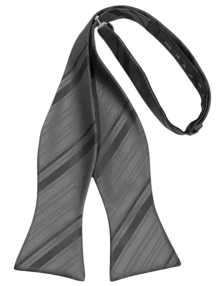 Pewter Striped Satin Bow Tie