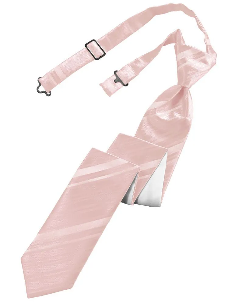 Pink Striped Satin Skinny Necktie