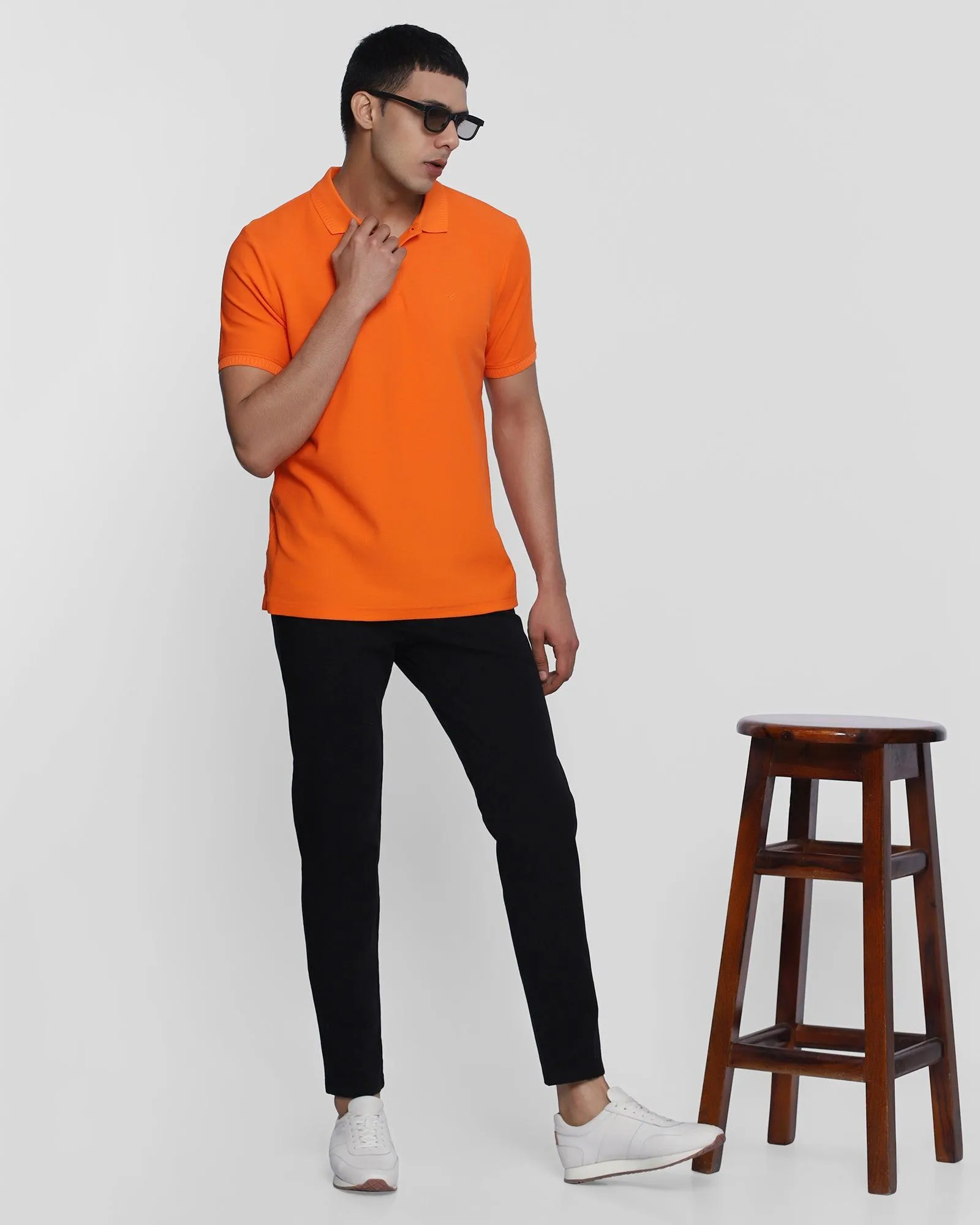 Polo Orange Solid T-Shirt - Cloud