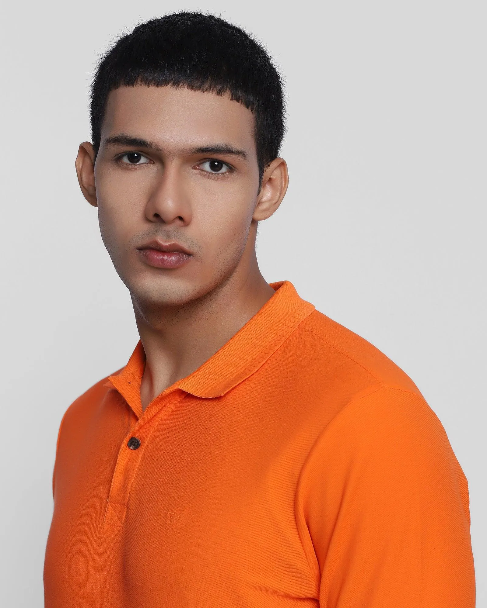 Polo Orange Solid T-Shirt - Cloud