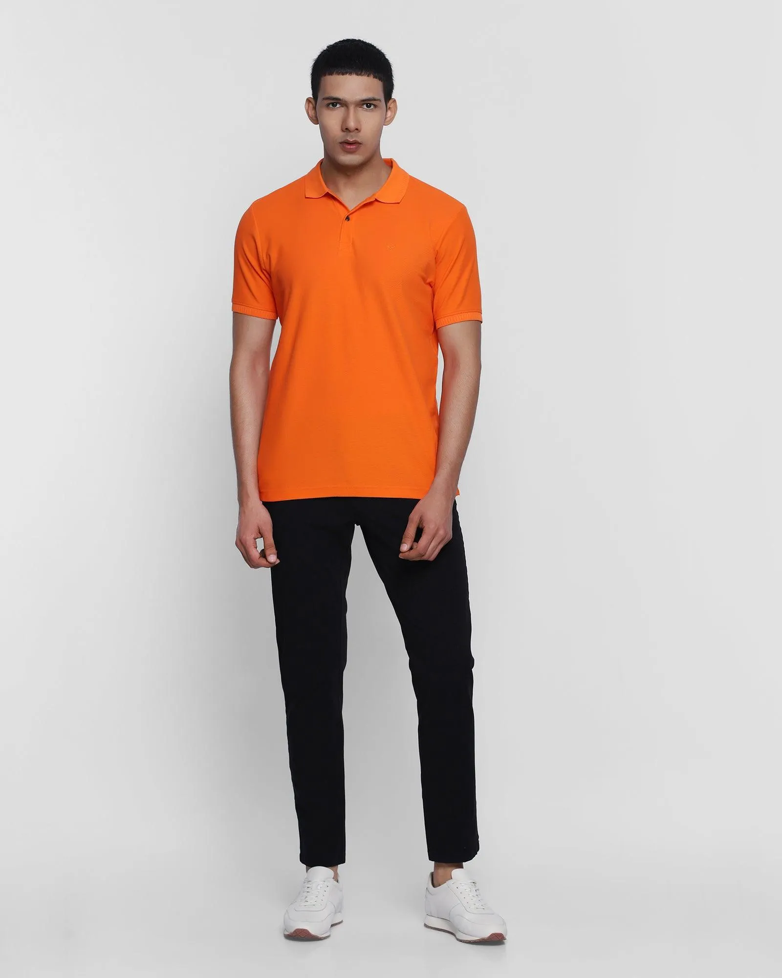 Polo Orange Solid T-Shirt - Cloud