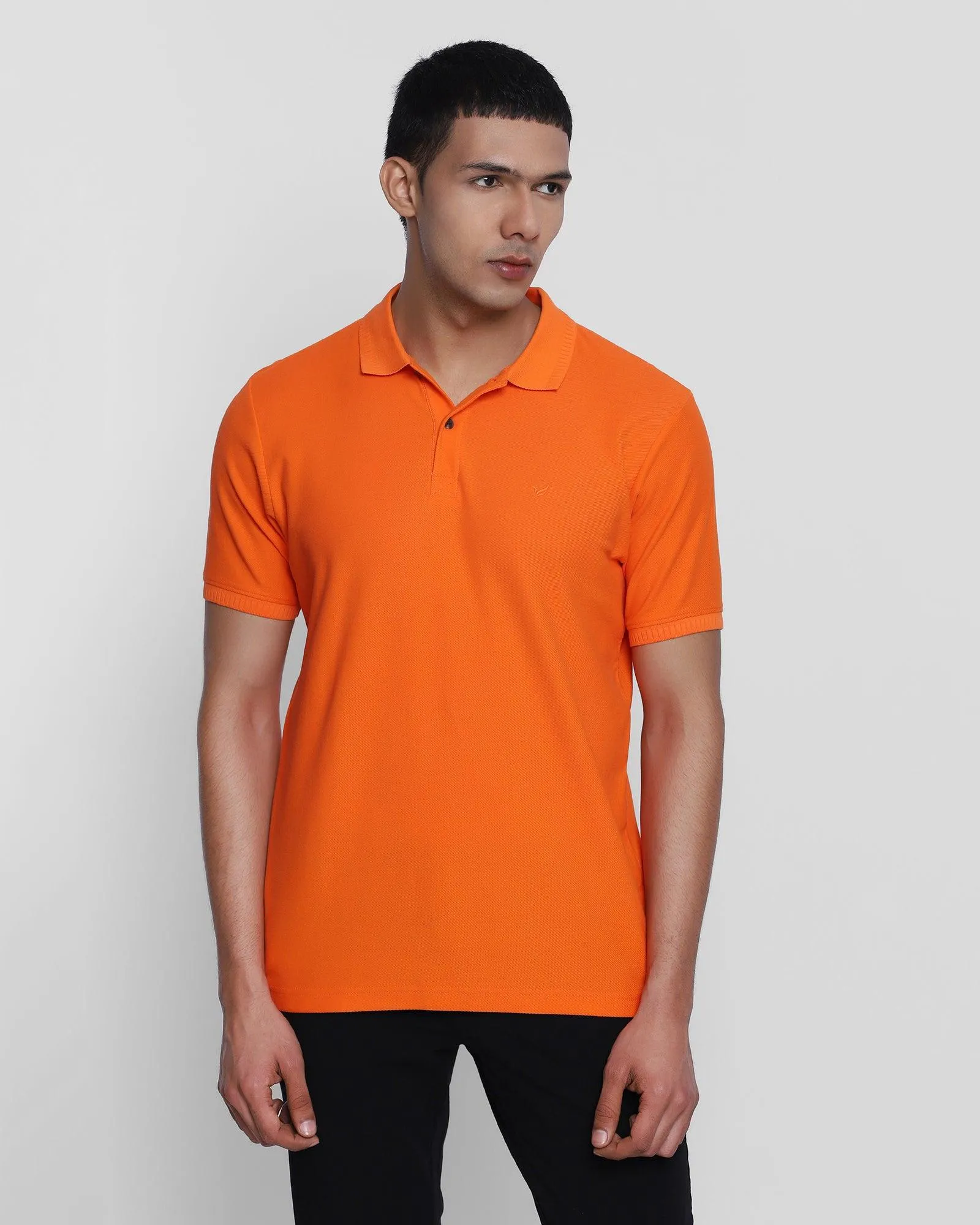 Polo Orange Solid T-Shirt - Cloud