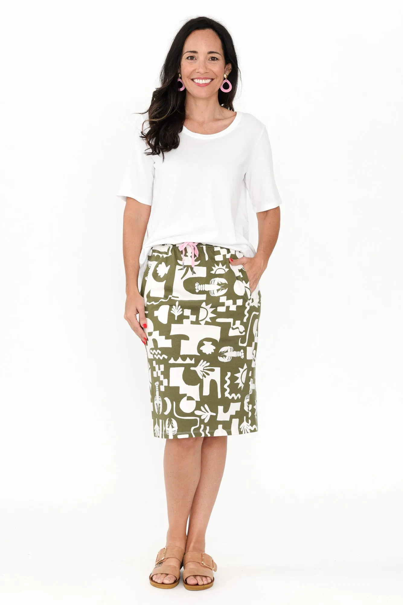 Postcard Khaki Coastal Cotton Skirt