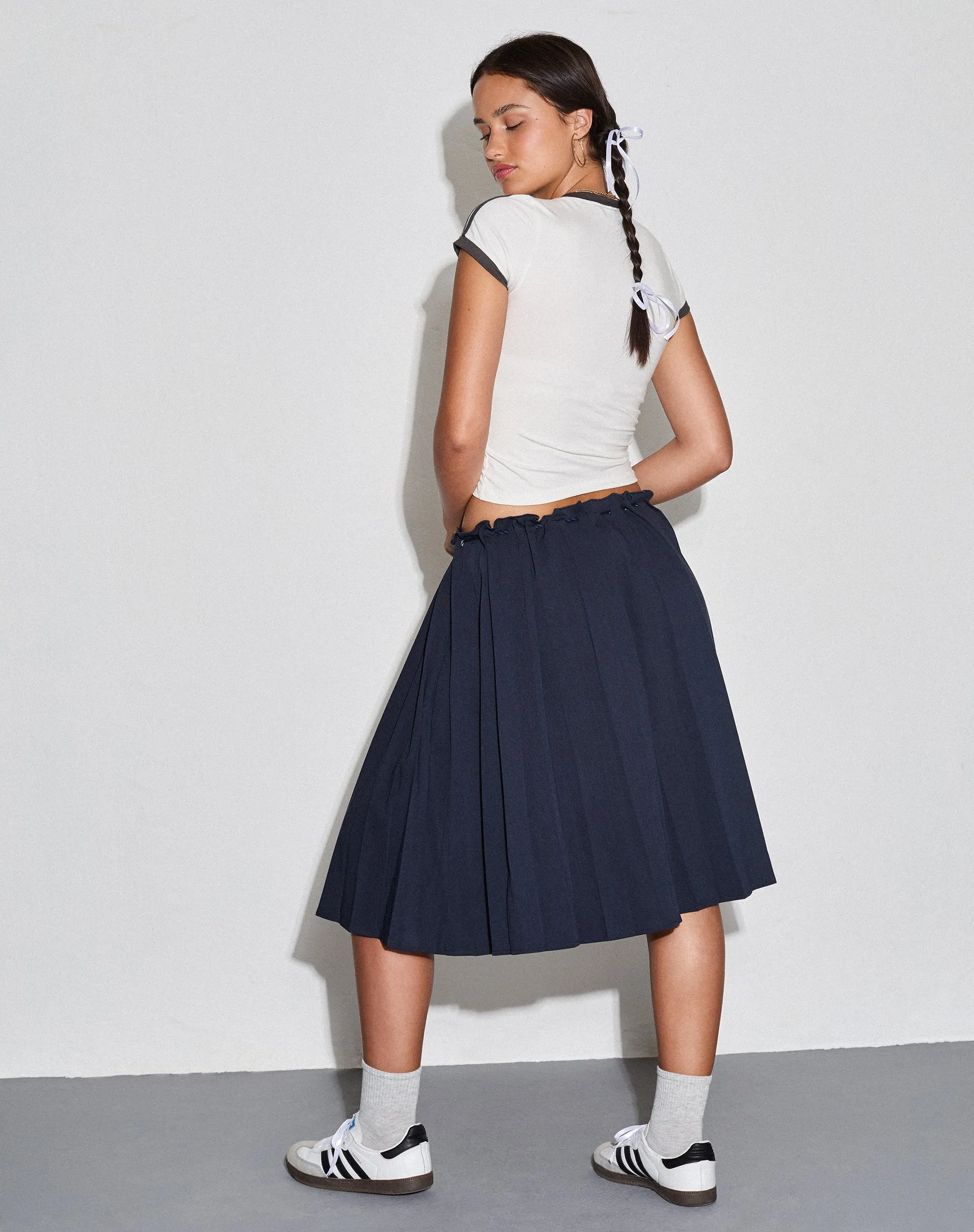 Priha Midi Skirt in Tailoring Navy