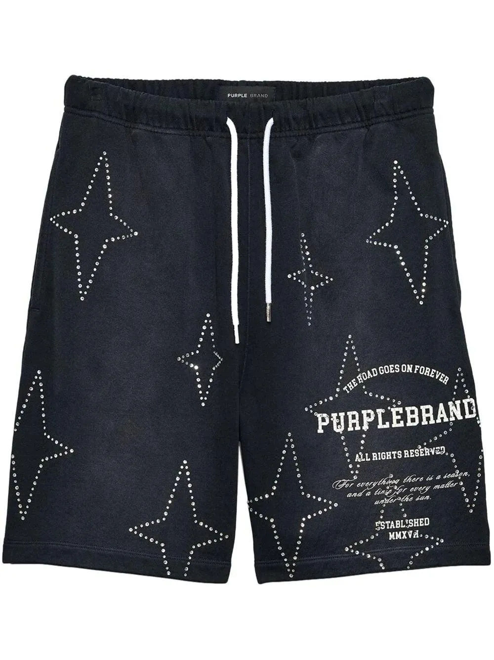 PURPLE BRAND P446 Stacked Crystals Stars Shorts