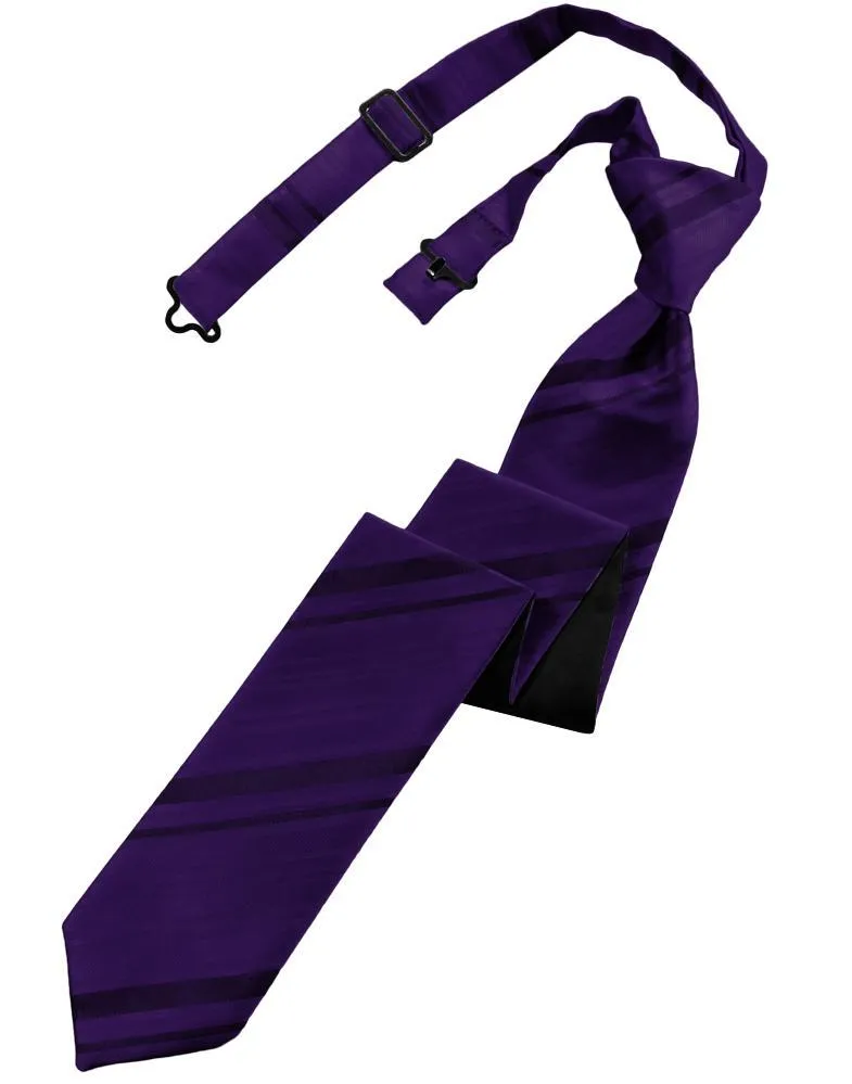 Purple Striped Satin Skinny Necktie