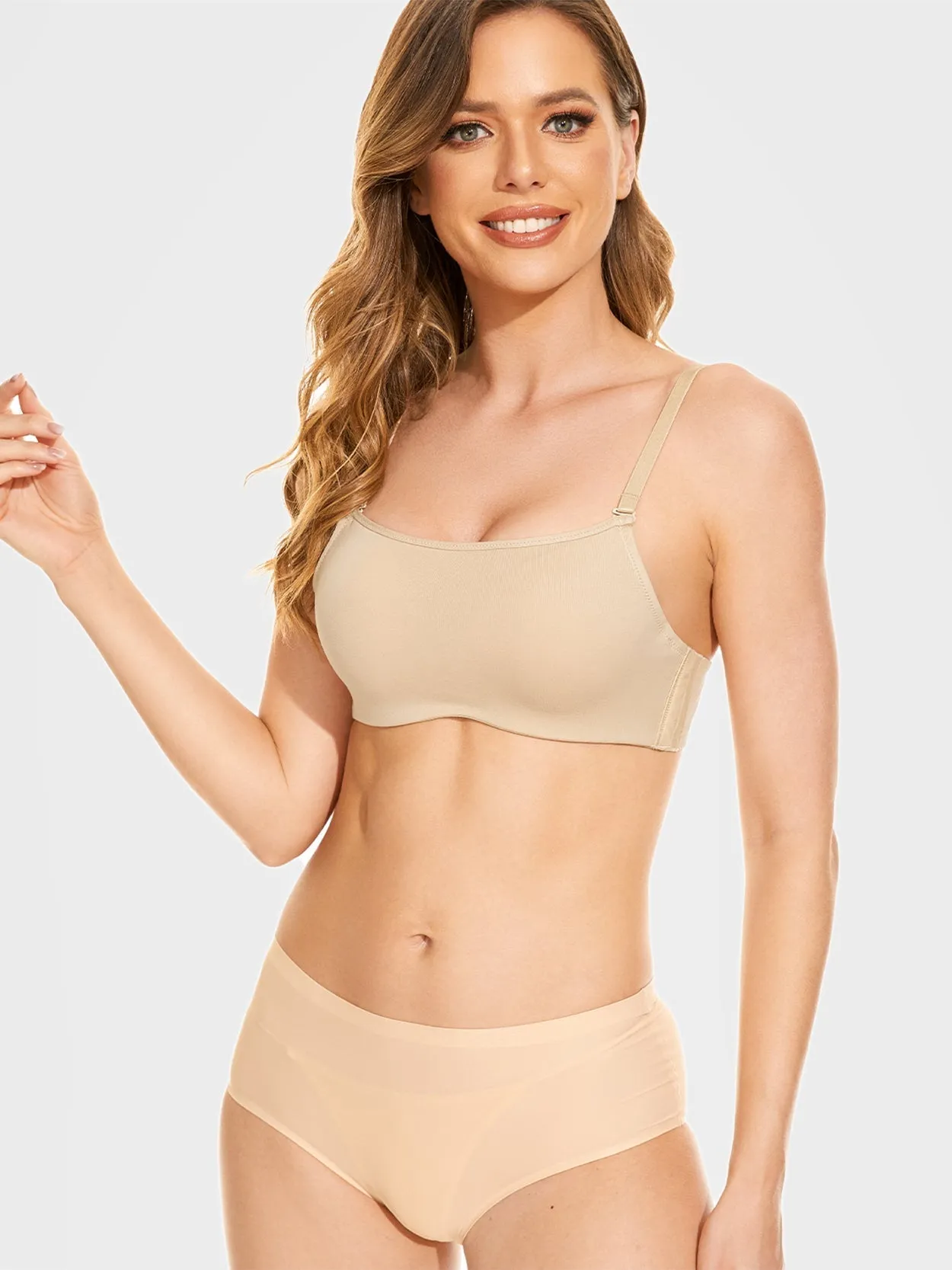 Push Up Underwire Adjustable Multiway T Shirt Bra Nude