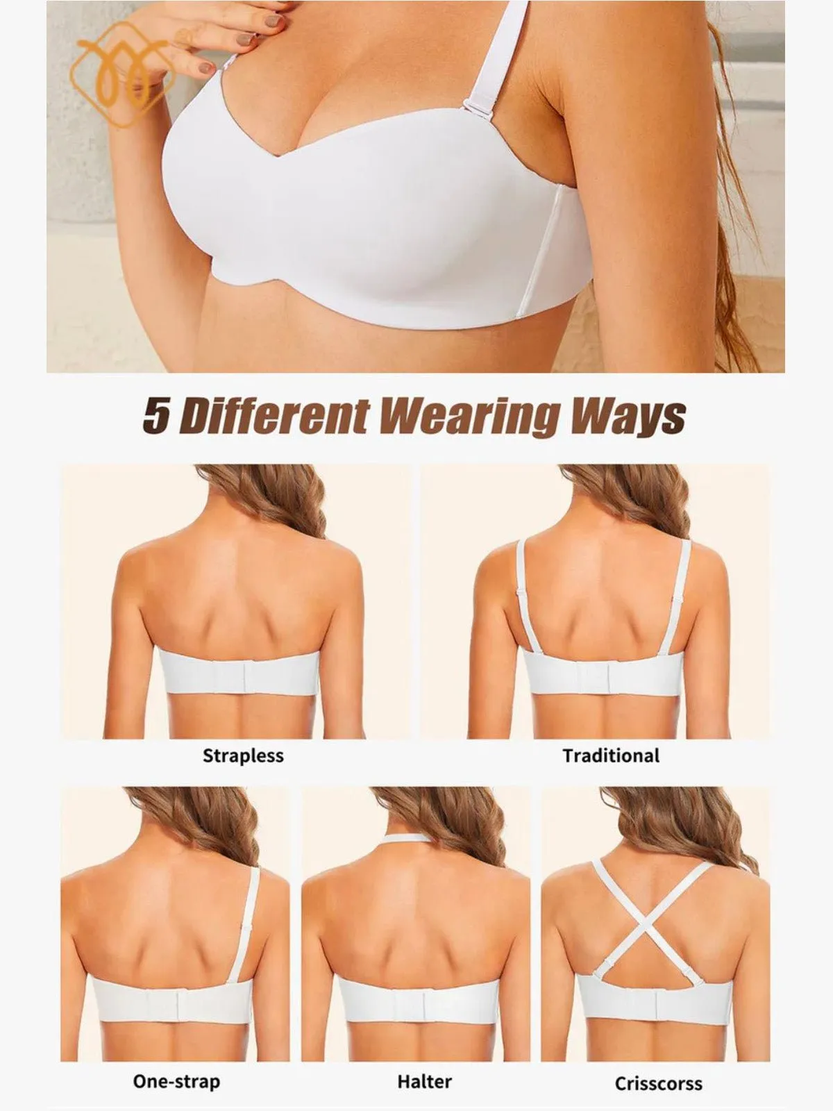 Push Up Underwire Adjustable Multiway T Shirt Bra Nude