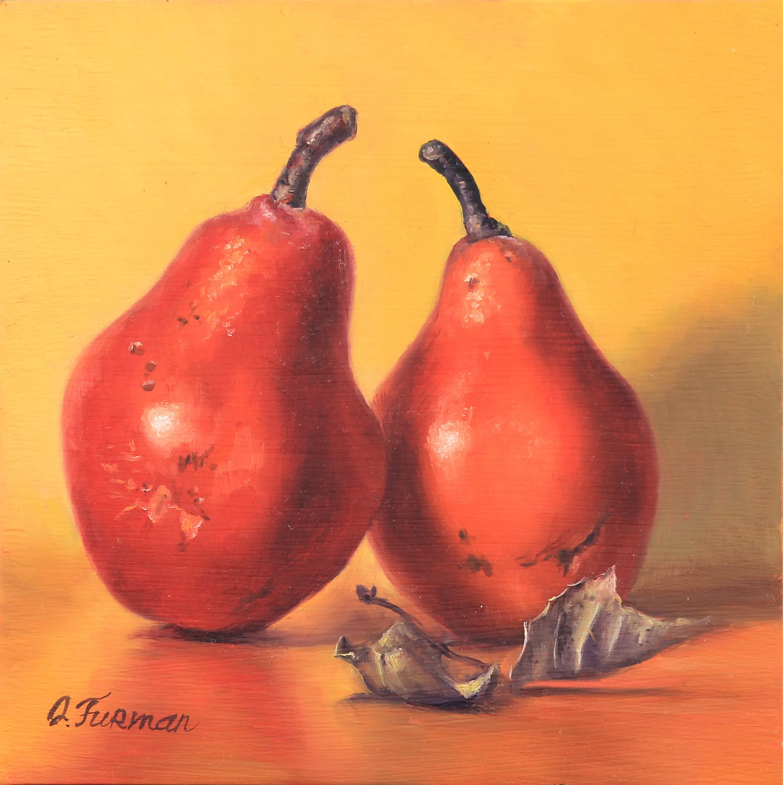 "Red Pears" by Irina Furman - Realist Still Life Painting