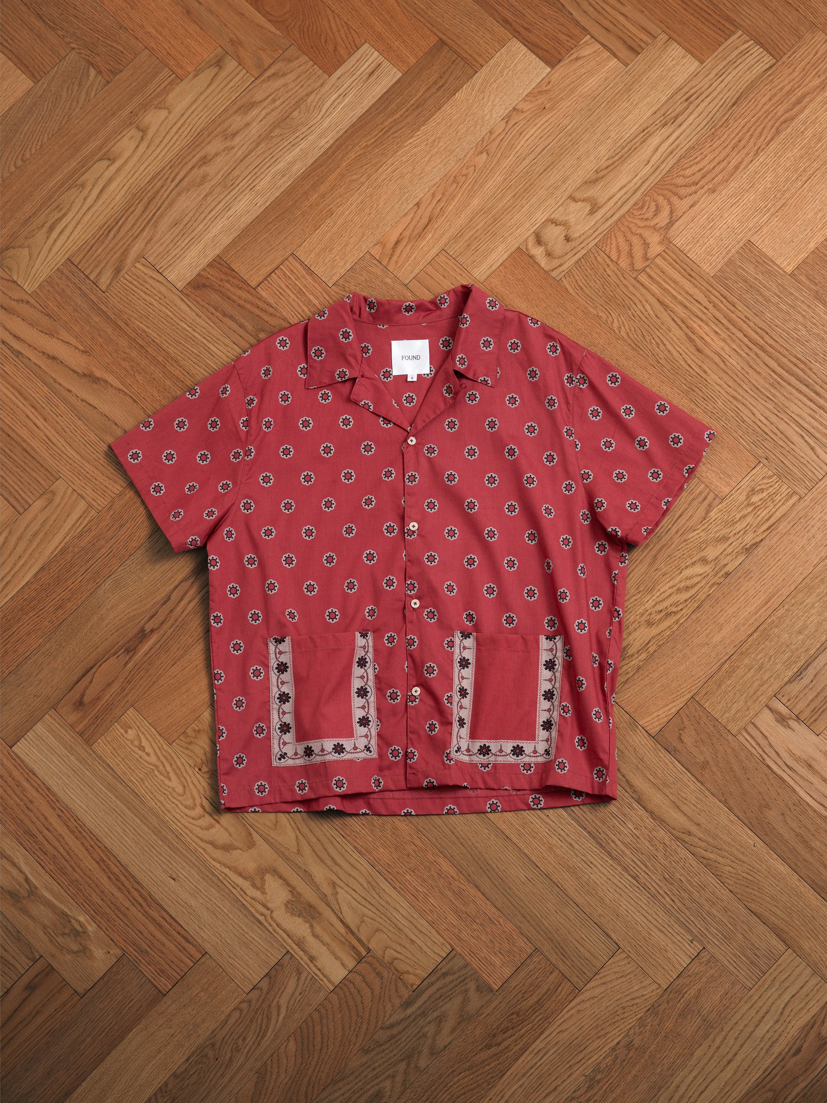 Red Motif SS Camp Shirt