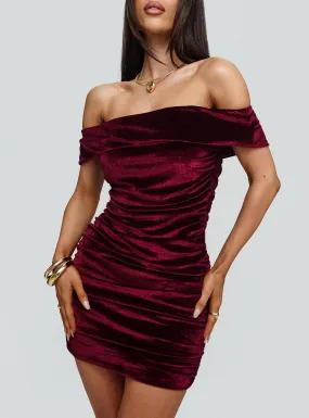 Regency Strapless Velvet Mini Dress Burgundy