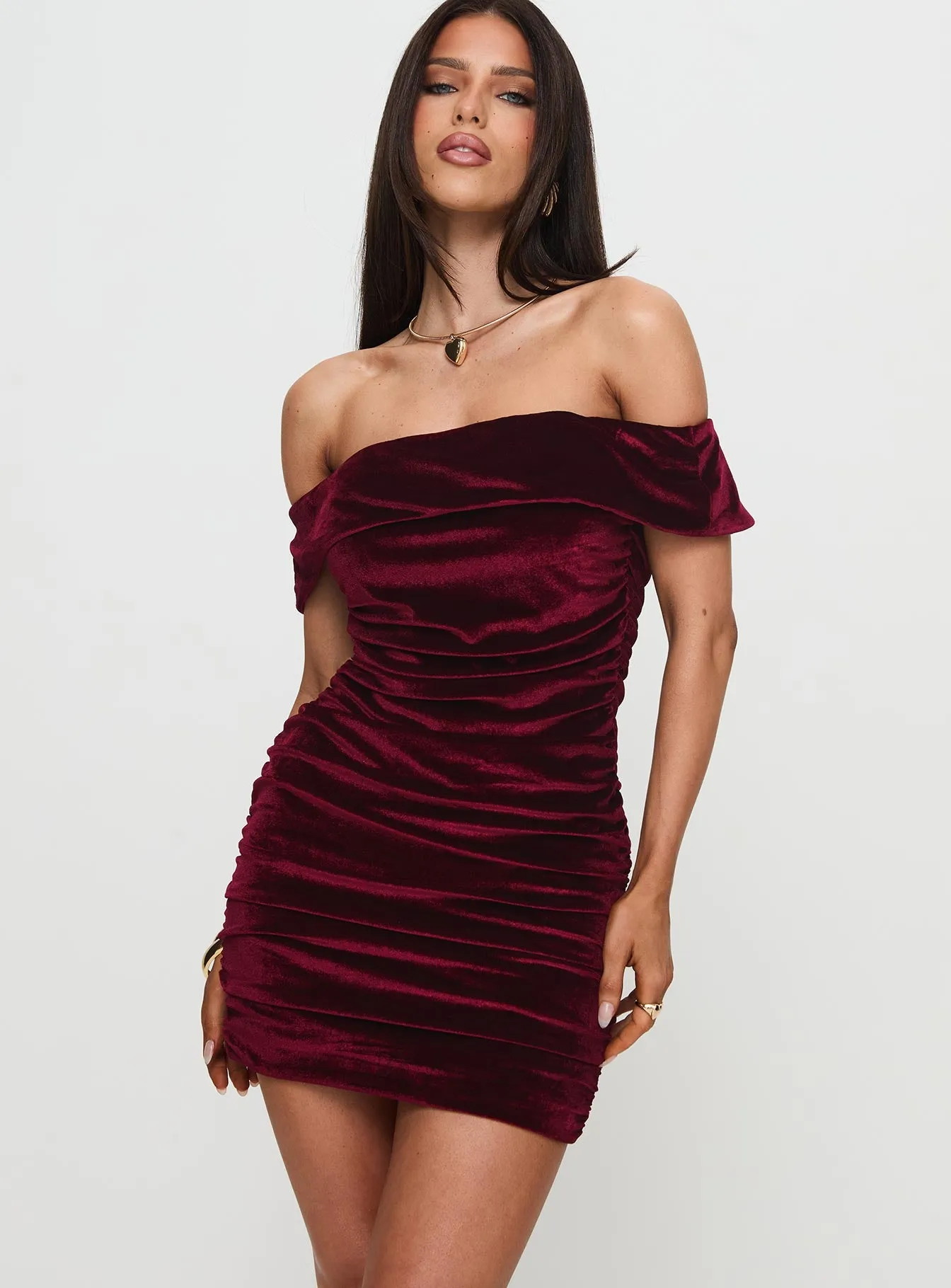 Regency Strapless Velvet Mini Dress Burgundy