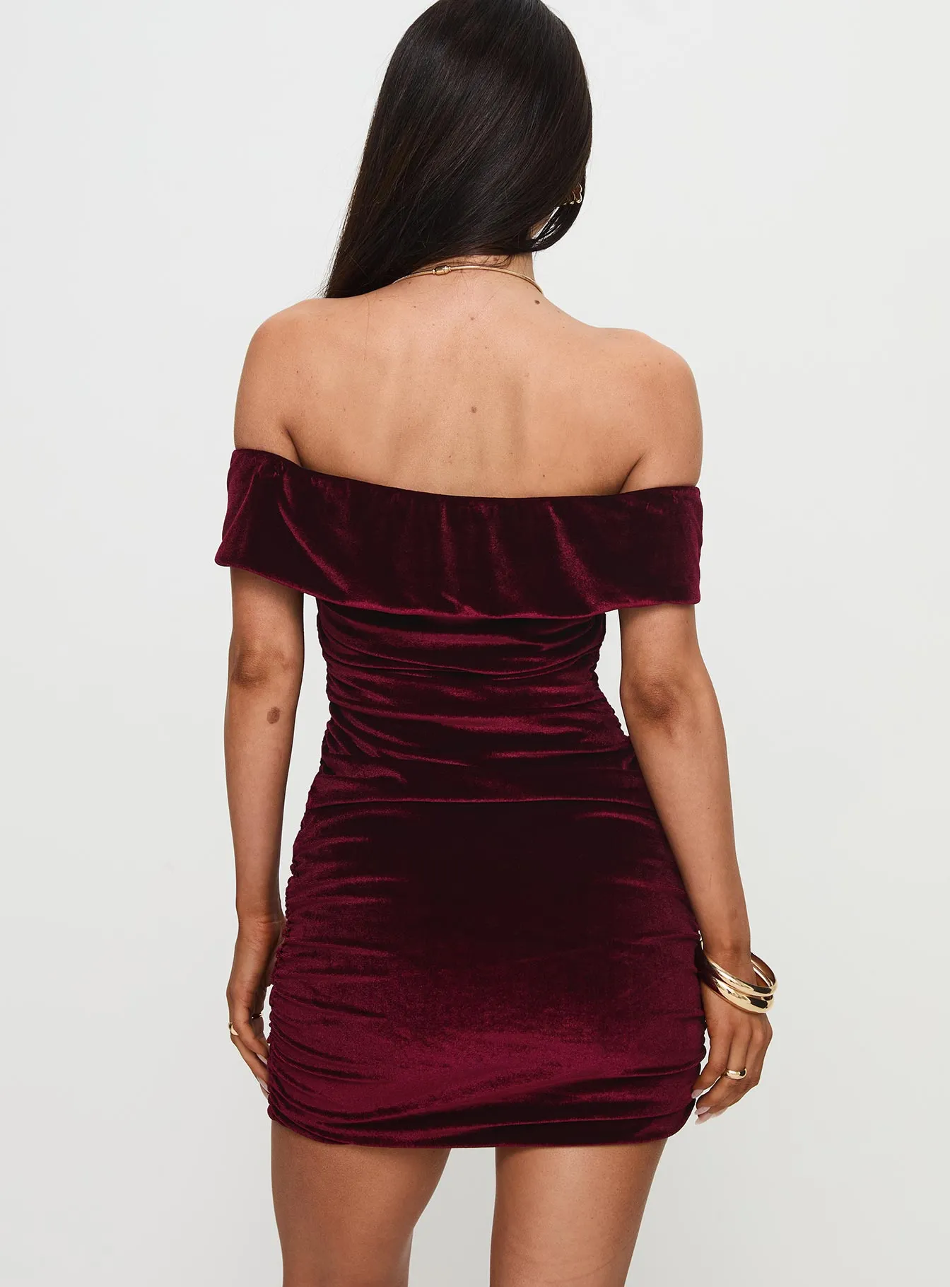 Regency Strapless Velvet Mini Dress Burgundy