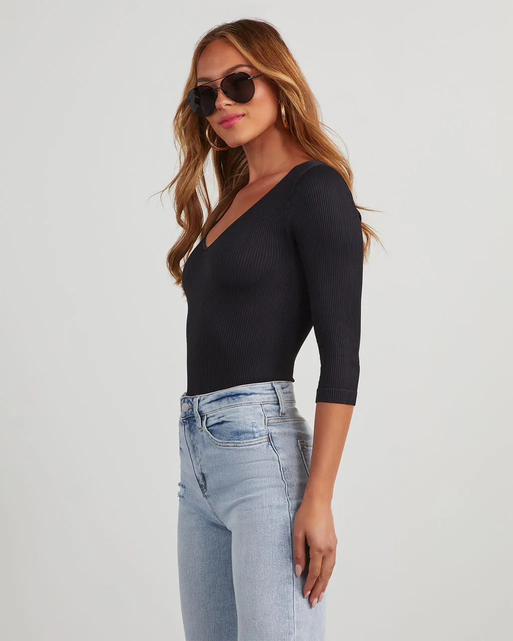 Revival V-Neck Ribbed Bodysuit