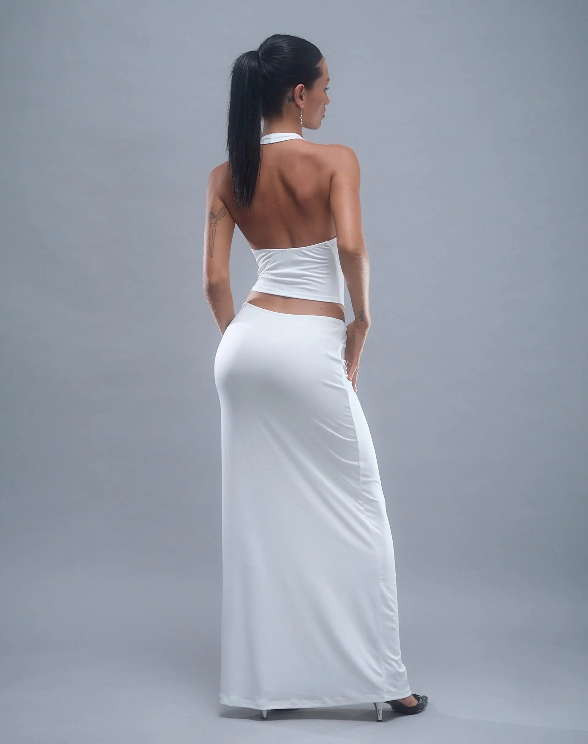 Rim Jersey Maxi Skirt in Ivory