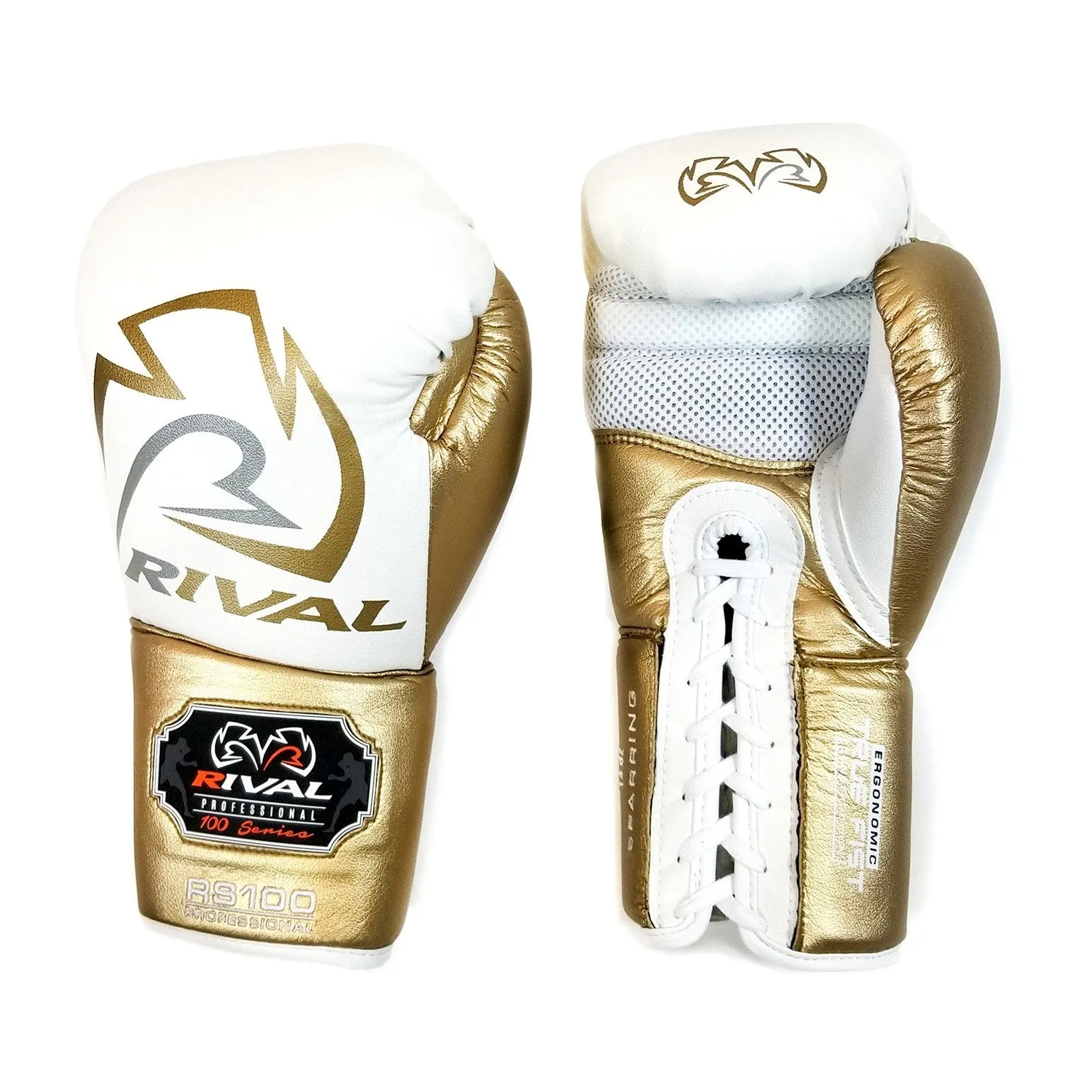 RIVAL RS100 PROFESSIONAL SPARRING GLOVES - WHITE/GOLD