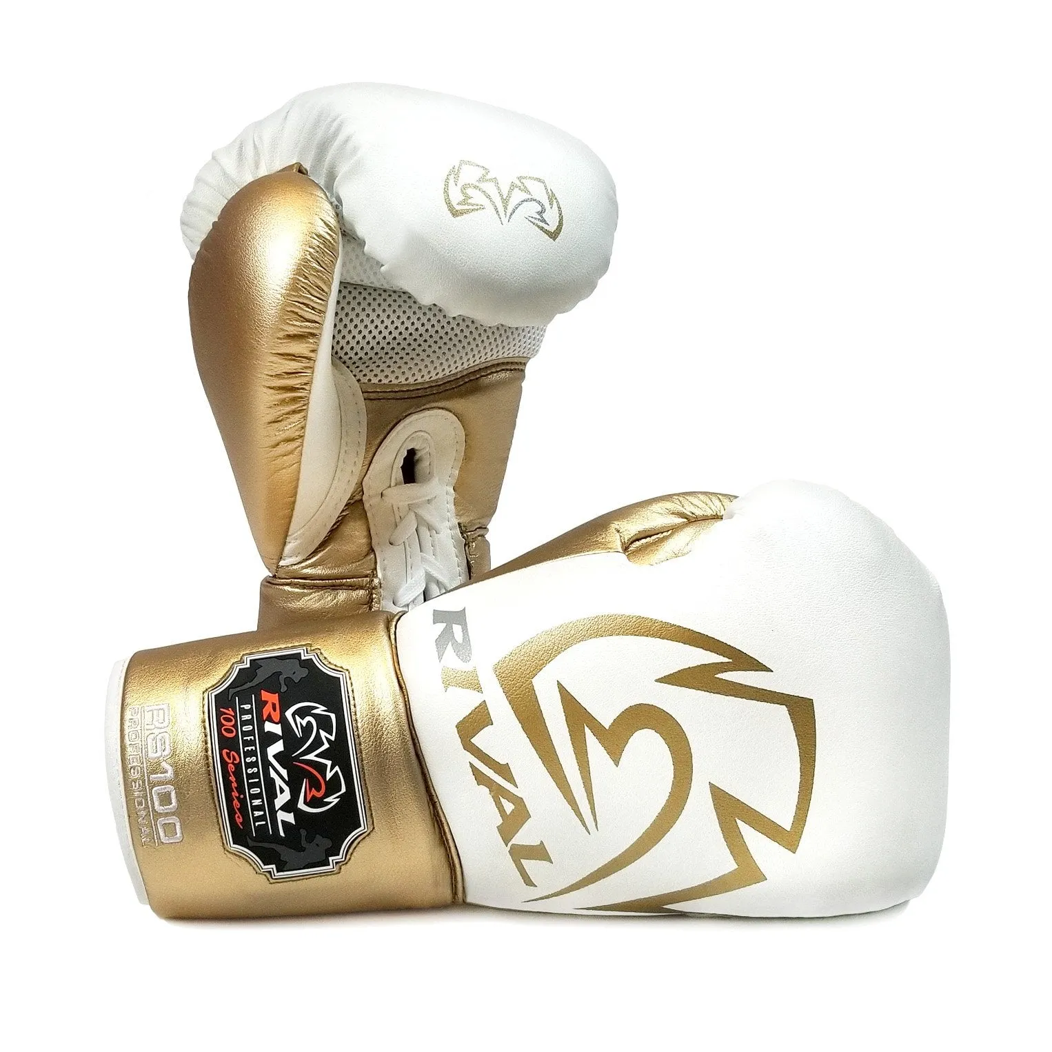 RIVAL RS100 PROFESSIONAL SPARRING GLOVES - WHITE/GOLD