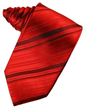 Scarlet Striped Silk Necktie