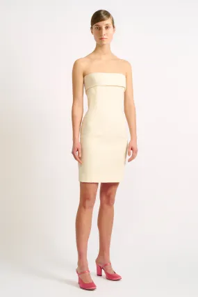 Sidnie Ivory Cotton Boucle Strapless Dress