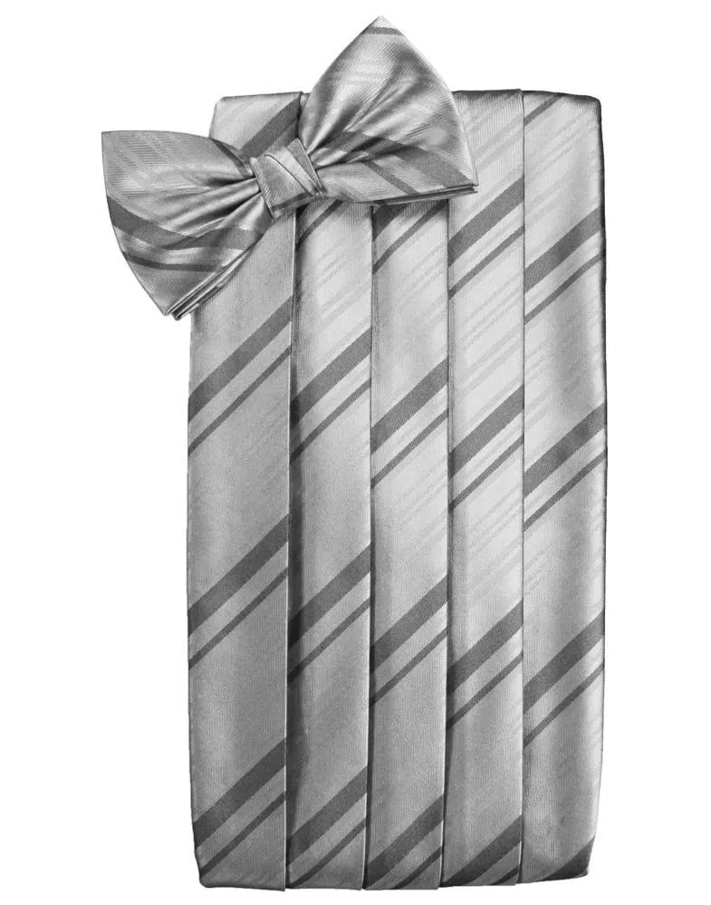 Silver Striped Satin Cummerbund