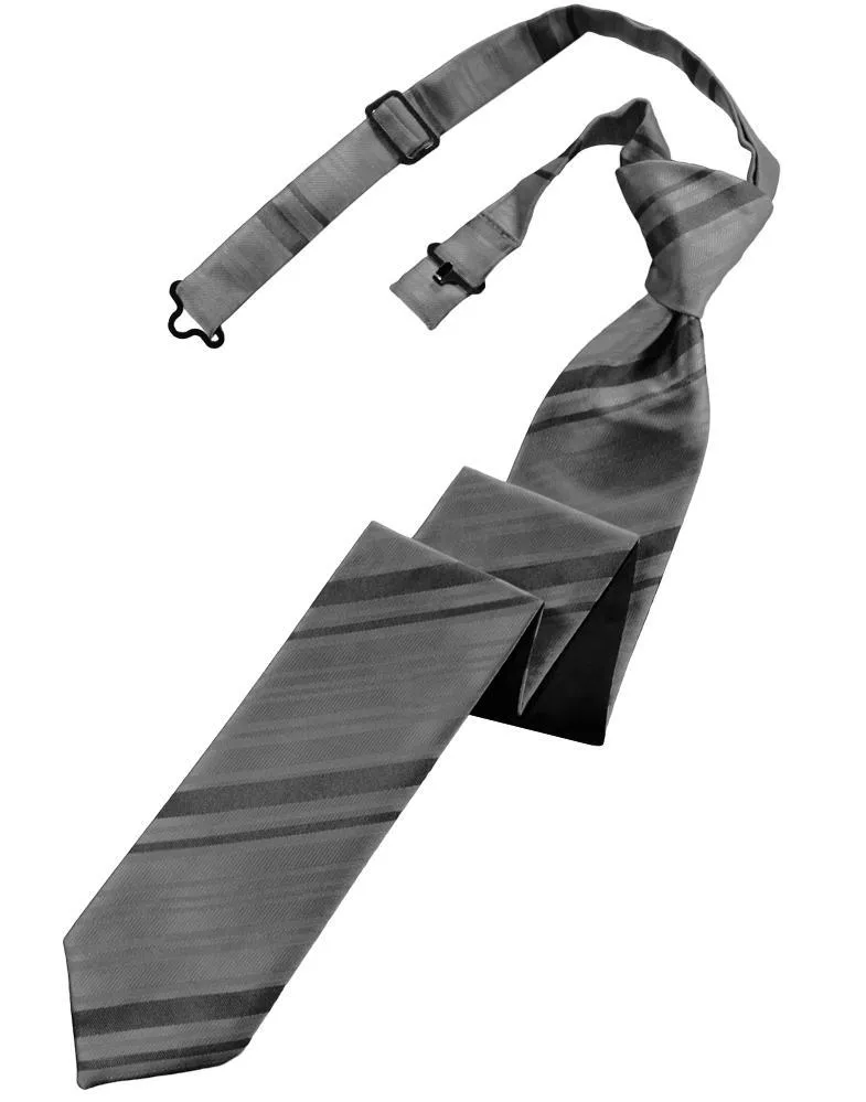 Silver Striped Satin Skinny Necktie