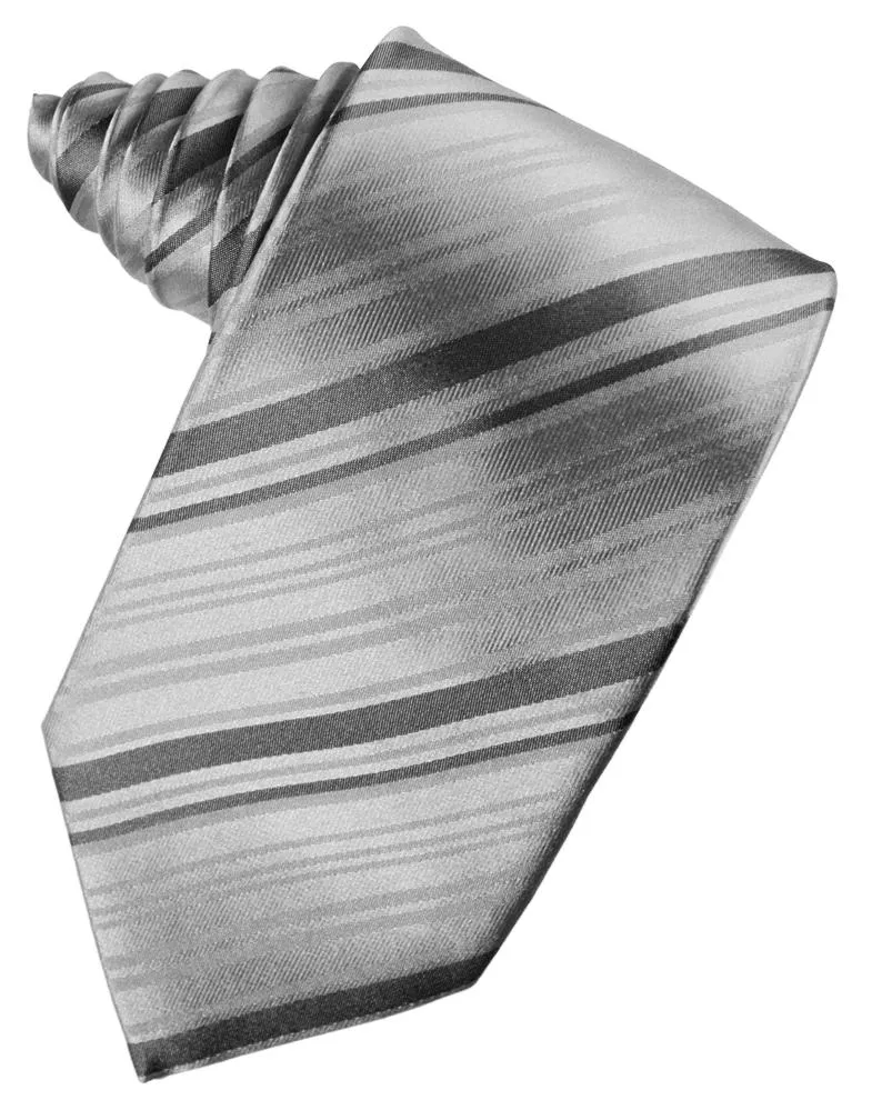 Silver Striped Silk Necktie