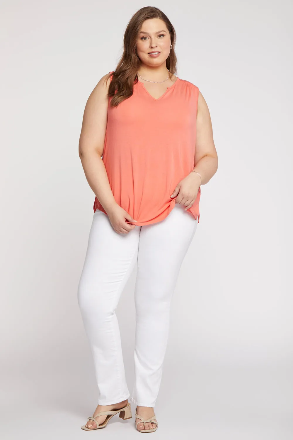 Sleeveless Perfect Tee In Plus Size - Deep Sea Coral