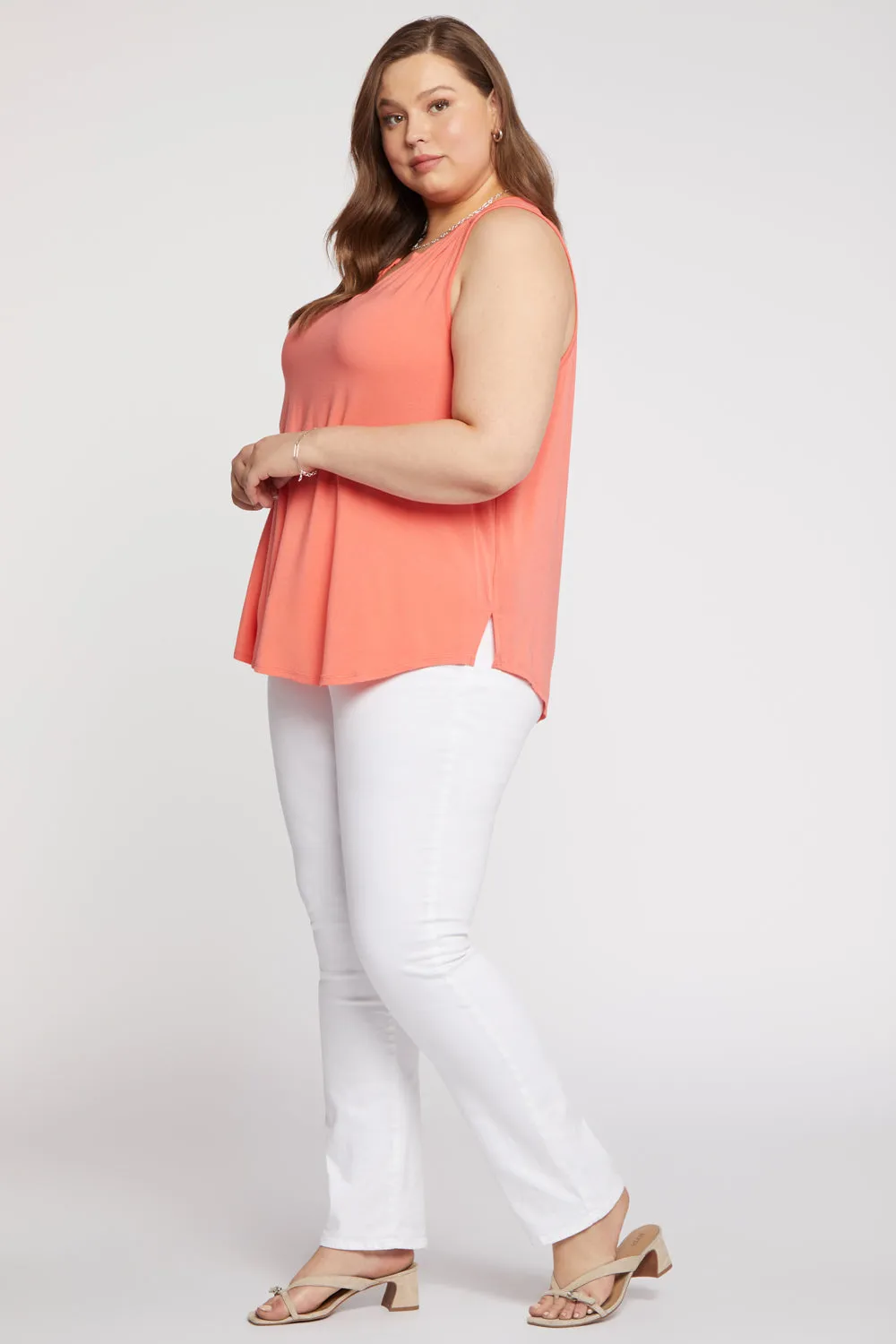 Sleeveless Perfect Tee In Plus Size - Deep Sea Coral