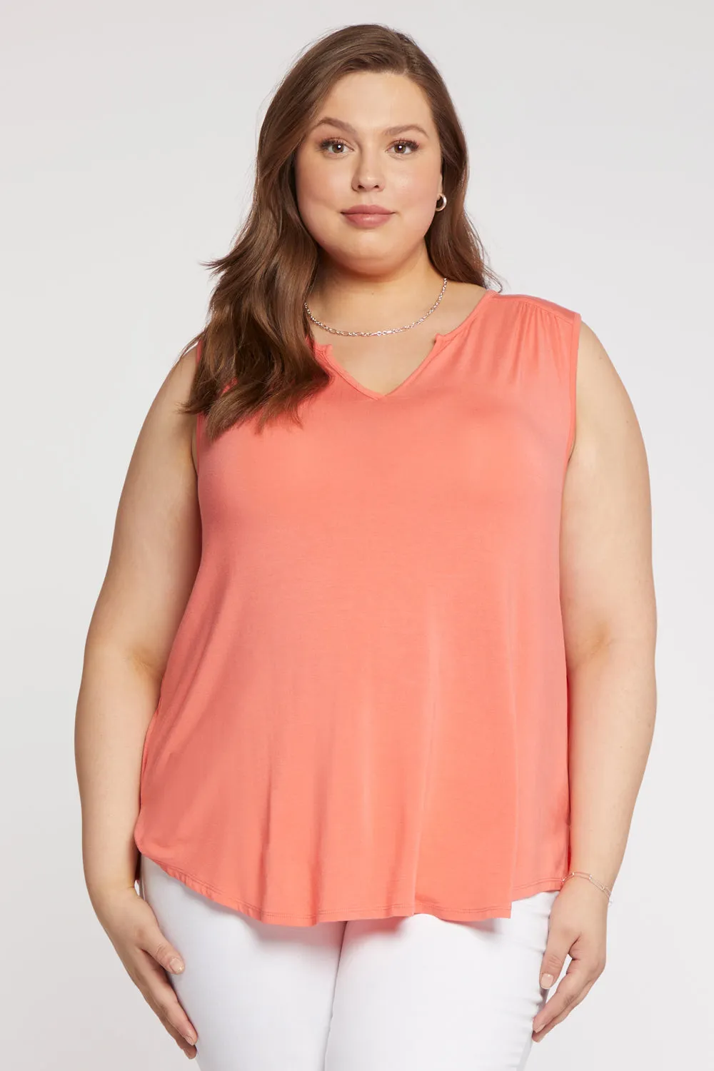 Sleeveless Perfect Tee In Plus Size - Deep Sea Coral