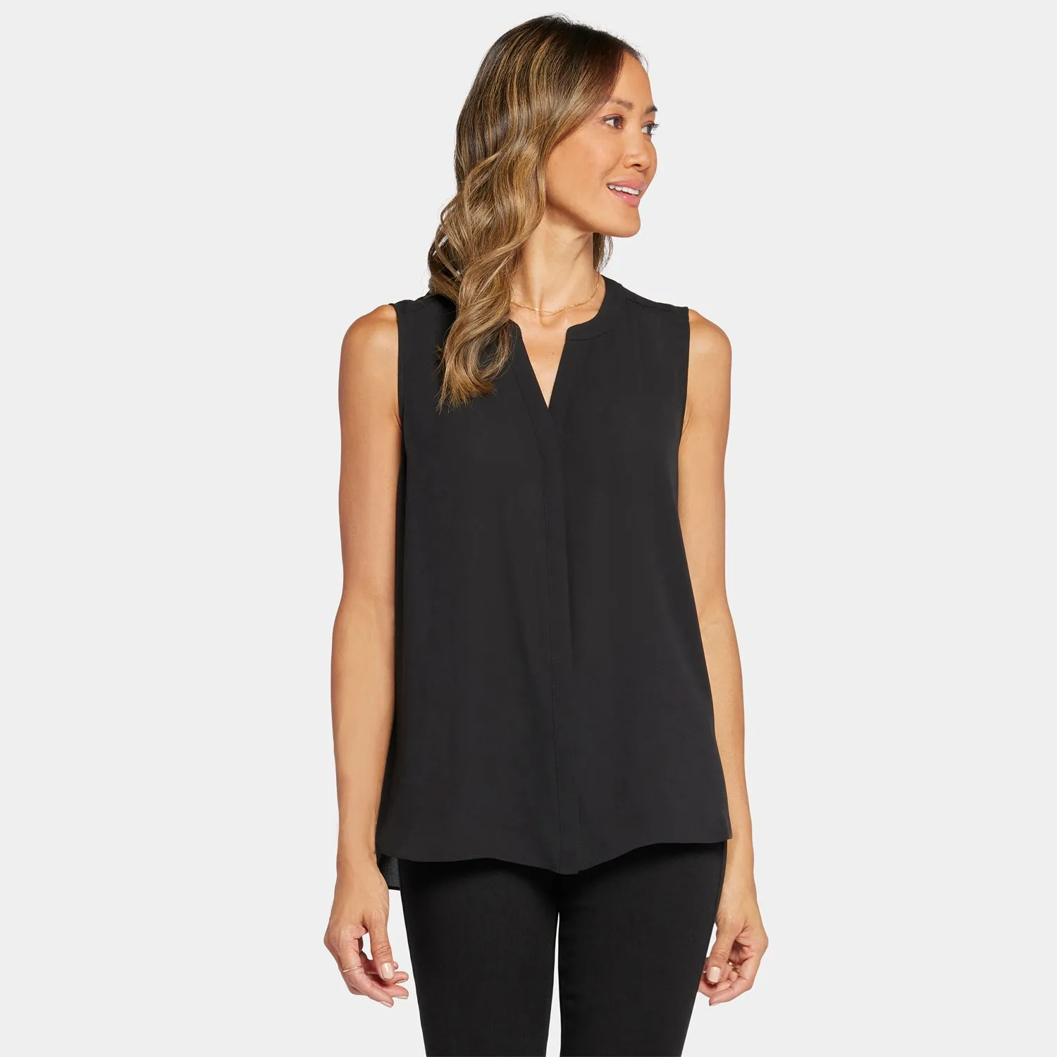 Sleeveless Pintuck Blouse - Black