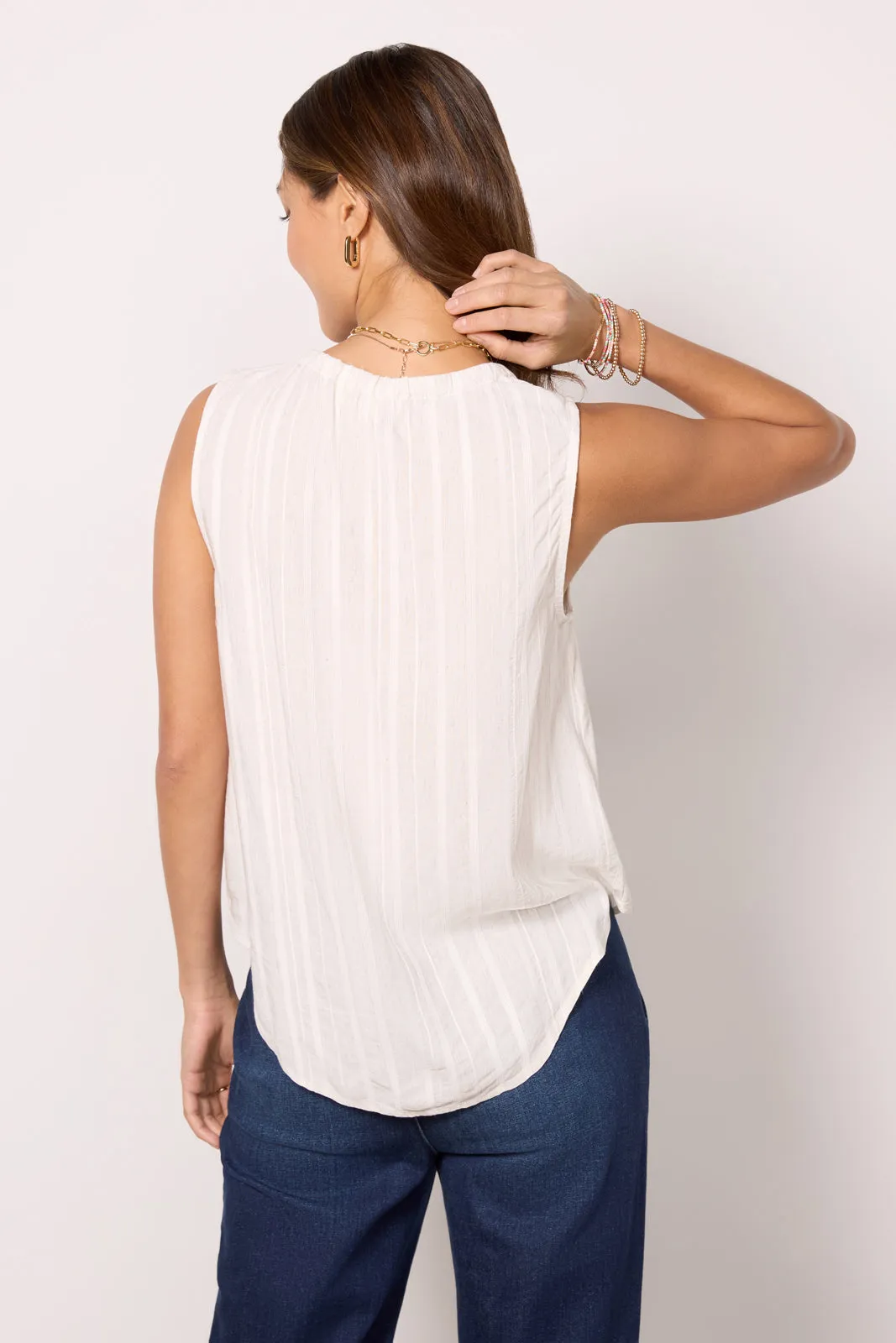 Sleeveless Shirred Neck Tank