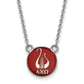 Sterling Silver Pitt Greek Alpha Chi Omega Symbol Disc Necklace