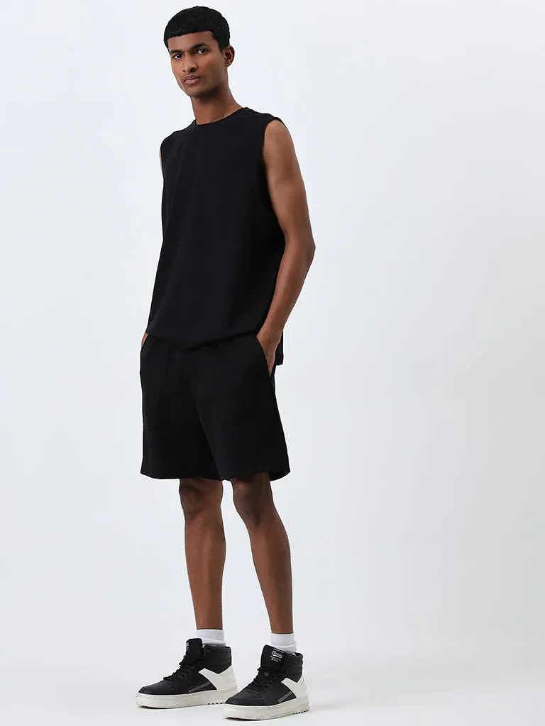 Studiofit Black Solid Relaxed-Fit T-Shirt