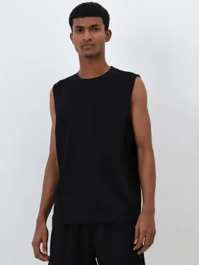 Studiofit Black Solid Relaxed-Fit T-Shirt